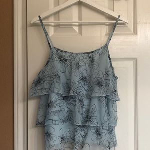 Xhillaration Light blue floral ruffle layered tk